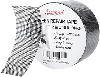 Black Window Screen Repair Tape, 2 in X 15 FT (180IN) Screen Repair Kit for Windows or Doors, Strong Adhesive Screen Patch Fiberglass Screen Tape Mesh Repair