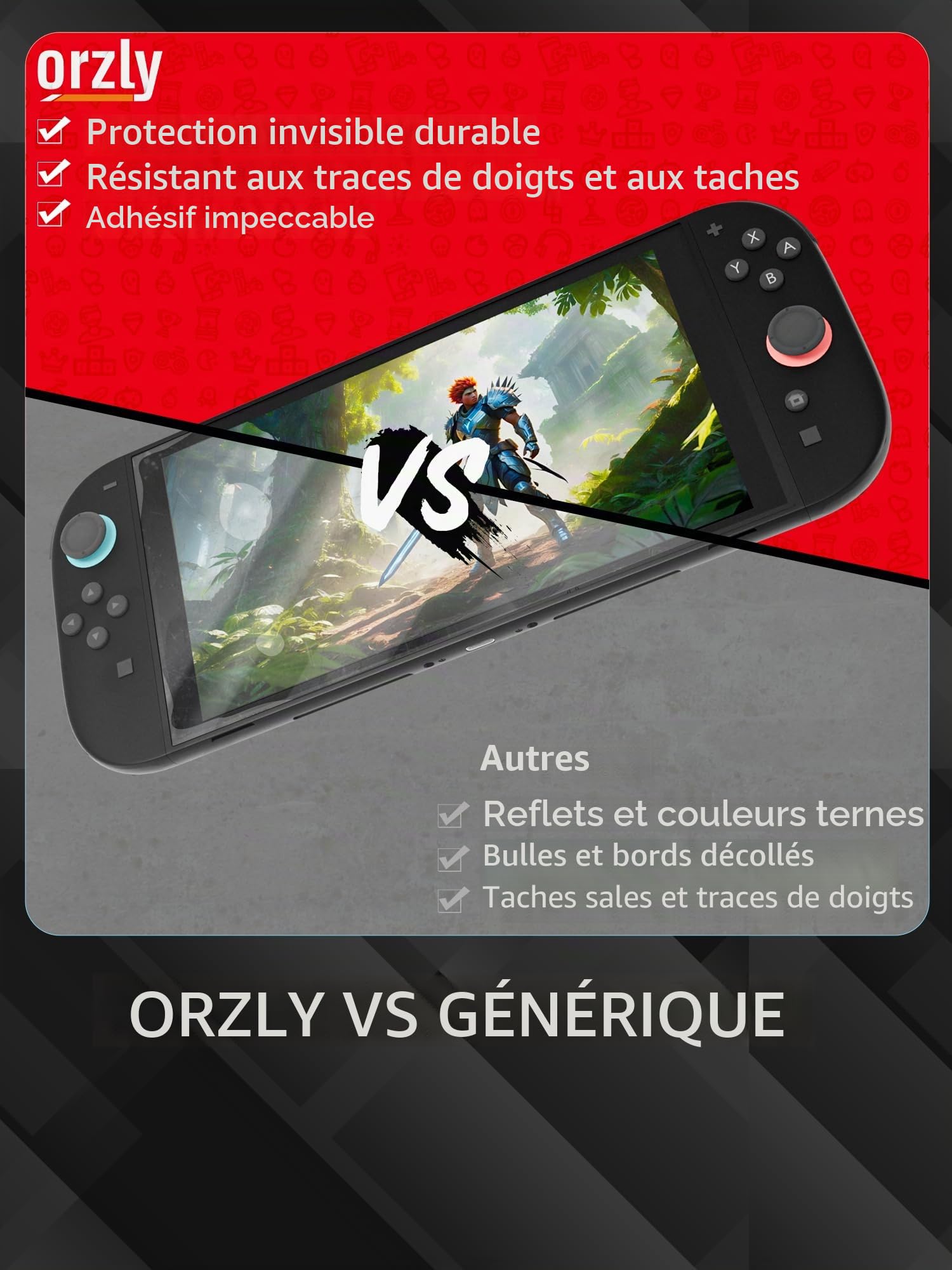 Orzly Lot de 4 protections d'écran en verre trempé compatibles avec Nintendo Switch 2, avec kit d'installation, verre 9H, installation facile en une seule touche, anti-rayures et sans bulles