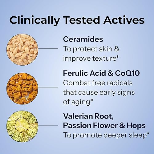 Miniatura 5 de HUM Mighty Night Night Sleep Suplemento para el cuidado de la piel, CoQ10, raíz de valeriana y ácido ferúlico para apoyar la renovación celular,