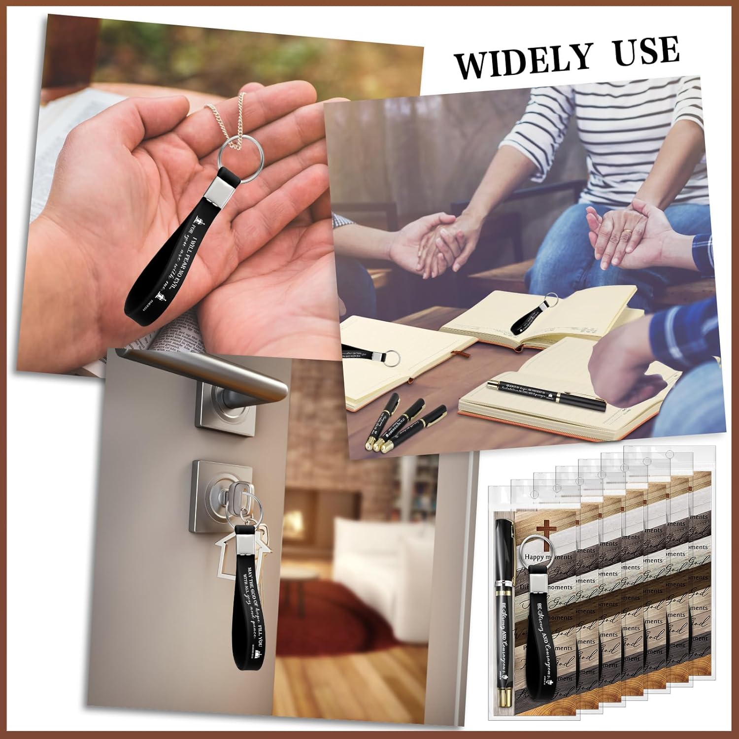 Lincia 30 Sets Father's Day Christian Gifts Sets Religious Pens with Bible Verse Bookmark and Keychain Inspirational Gifts for Women Men Teacher Sunday School Church Bible Study Group(Black)