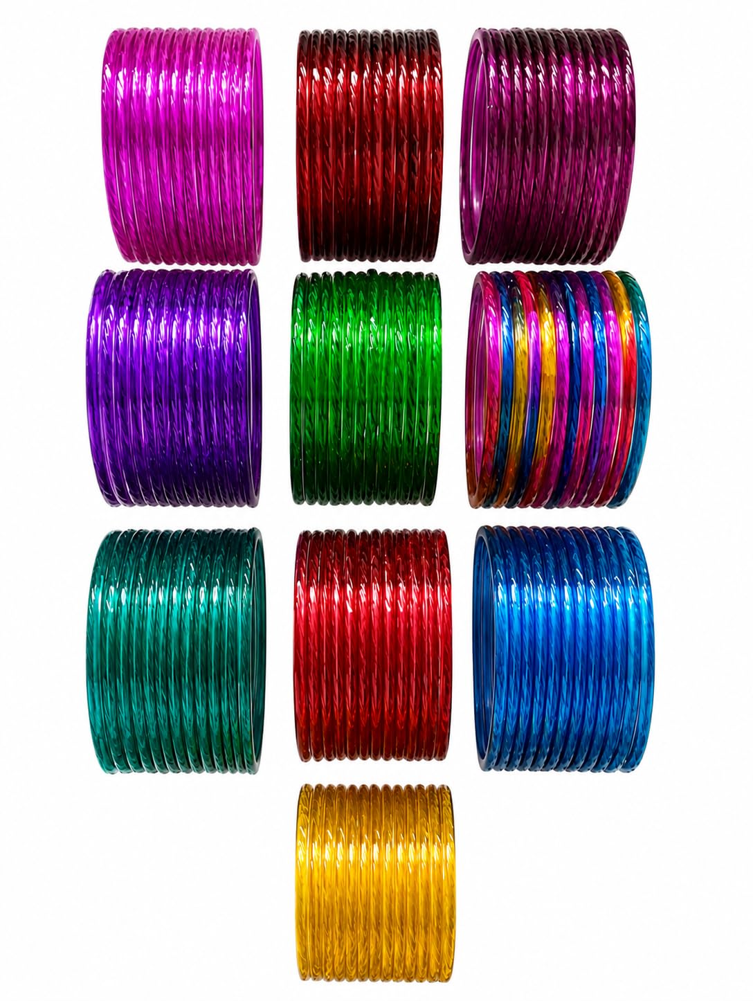VALAIVI Premium Raindrop Glass Bangles with Small Jelly Bangles Set for Women | 10 Shades Assorted Color Combo | Bridal, Wedding-image-8