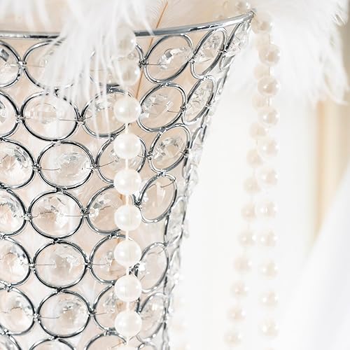 Miniatura 6 de Jarrones plateados para centros de mesa, jarrón floral de trompeta de cristal, 2 jarrones de cristal para centros de mesa, soporte de flores de 20