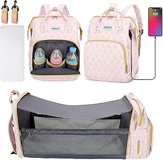 Aikelai Expandable Baby Diaper Bag Backpack with Changing Pad,Waterproof Baby Bag for Mom,Travel Diaper Bag with Insulated Pockets