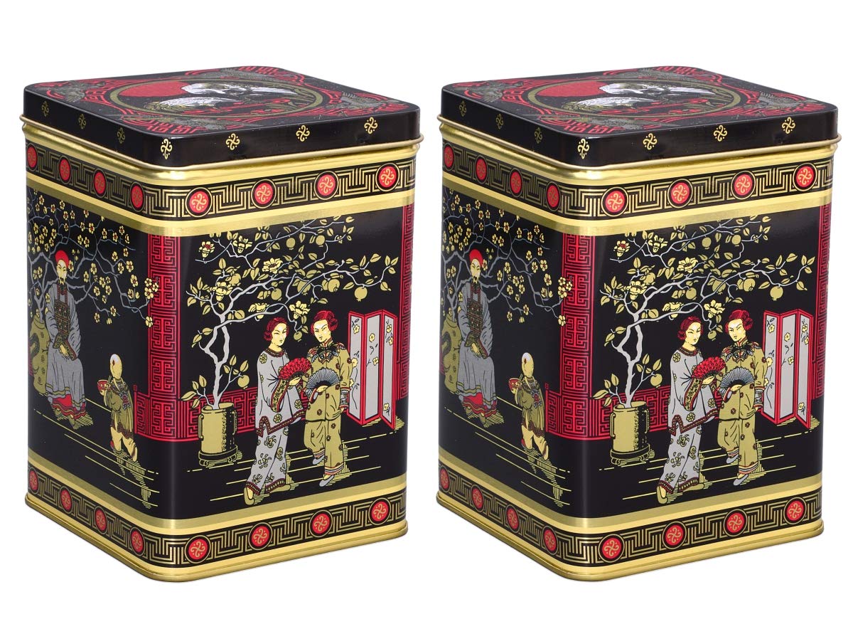 2 Contenitori Quadrati In Metallo Per Tè/Caffè – Impilabili, A Prova Di Aroma – Coperchio A Cerniera – 15,3x10,6x10,6 Cm – Nero - 4