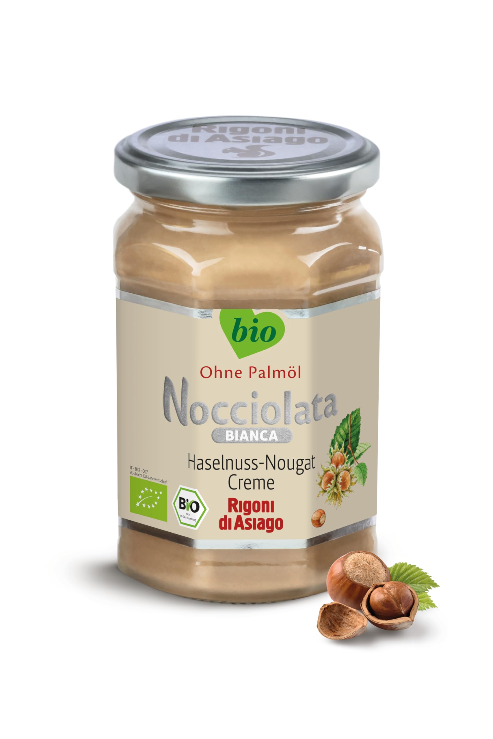 Rigoni di Asiago Nocciolata - Bianca, 6x 250g, weiße Schokolade, Haselnusscreme ohne Palmöl, Nuss Nougat Creme ohne Palmöl, Leckerer Brotaufstrich