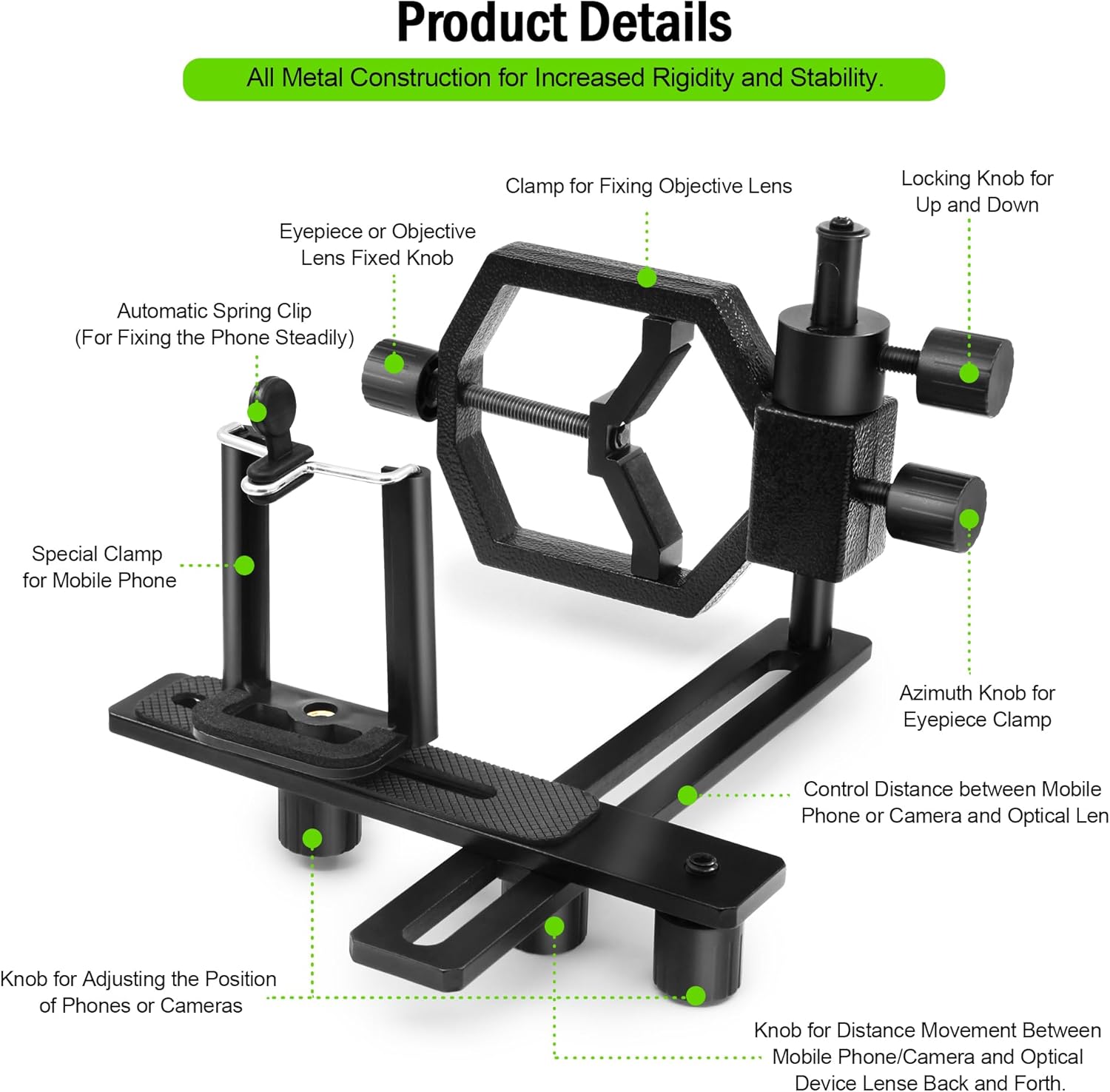 Astromania 2" T-2 Focal Camera Adapter Ⅱ for SLR Cameras - Bundle with - Deluxe Metal Telescope Mount Phone & Camera Universal Adapter