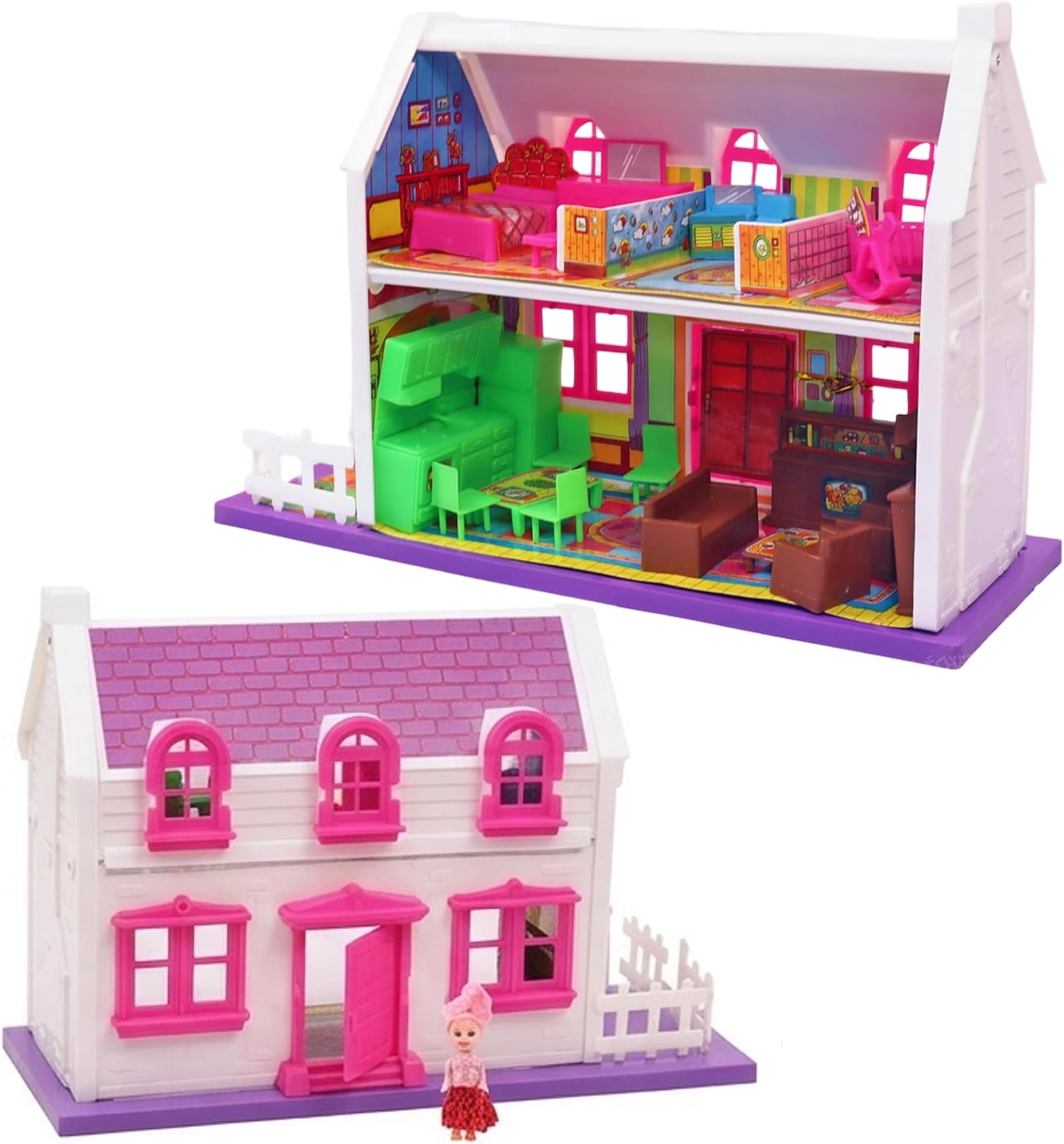 - Toyshine Naira's Home Sweet Dream DIY Dollhouse Set with 1 Doll and Furniture, Accessory