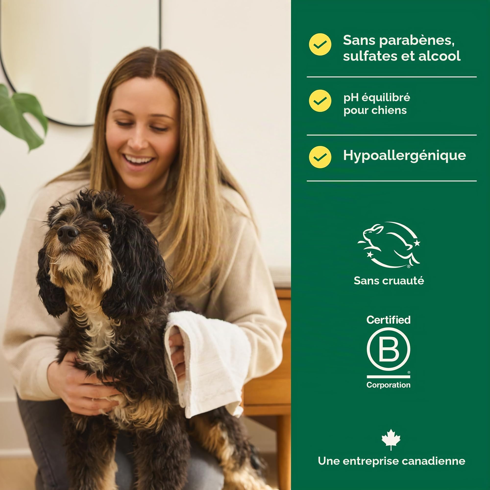 Earth Rated Shampoing et après-shampoing démêlant 3 en 1 pour chien - Shampoing désodorisant à l'avoine pour chiens et chiots - Idéal pour les animaux malodorants - Parfum thé blanc et basilic - 473