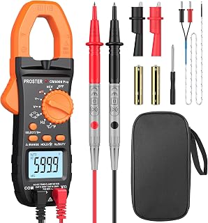 Proster 6000 Count Digital Clamp Meter - 800A AC/DC Current, TRMS NCV Multimeter, Auto-Ranging Voltage Resistance Capacitance Tester w/ Leads & Clips