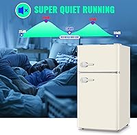 Vista 7 de Mini Refrigerator with Freezer Small Fridge Double Door Side Drink Holder Adjustable Glass Shelves, Plastic Crisper, 7 Level Temperature Control for