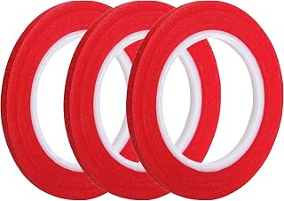 ANCIRS 3 Pack 1/4" inch by 60yard Painters Tape, Masking Tape with Thin Narrow Finishing & 14 Day Easy Removal Trim Edge (Red 1/4inch Wide)