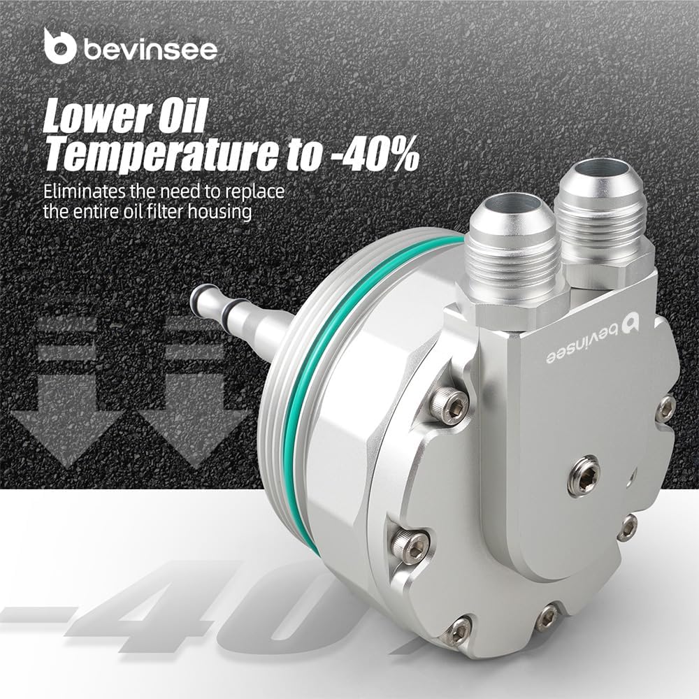 Bevinsee Aluminum Oil Filter Cap Lid For Oil Cooler Compatible with BMW E36 E46 E39 E60 E61 525i E53 E83 X3 X5 Z3 Z4 M52 M54 M56, Engines Oil Filter Cap For Oil Cooler, 11421744000, Silver