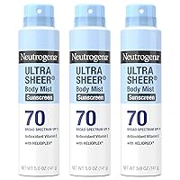 Vista 1 de Neutrogena Ultra Sheer Body Mist - Protector solar en aerosol de amplio espectro, SPF 70, protector solar en aerosol ligero, no graso y resistente