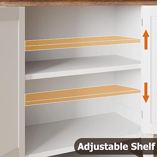 Miniatura 4 de Gabinete de buffet de ratán, aparador de cocina, armario de almacenamiento con 2 puertas de ratán y estante ajustable, armario de madera con estante