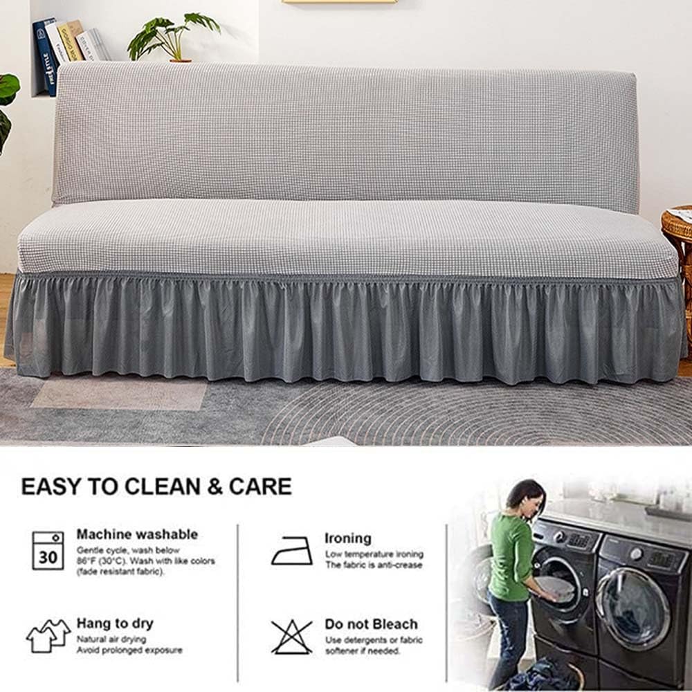 Funda universal sin mangas para sofá de 2/3 plazas, funda elástica con faldón, protector de sillón, elegante protector de sofá, color: #11, tamaño: ajustable