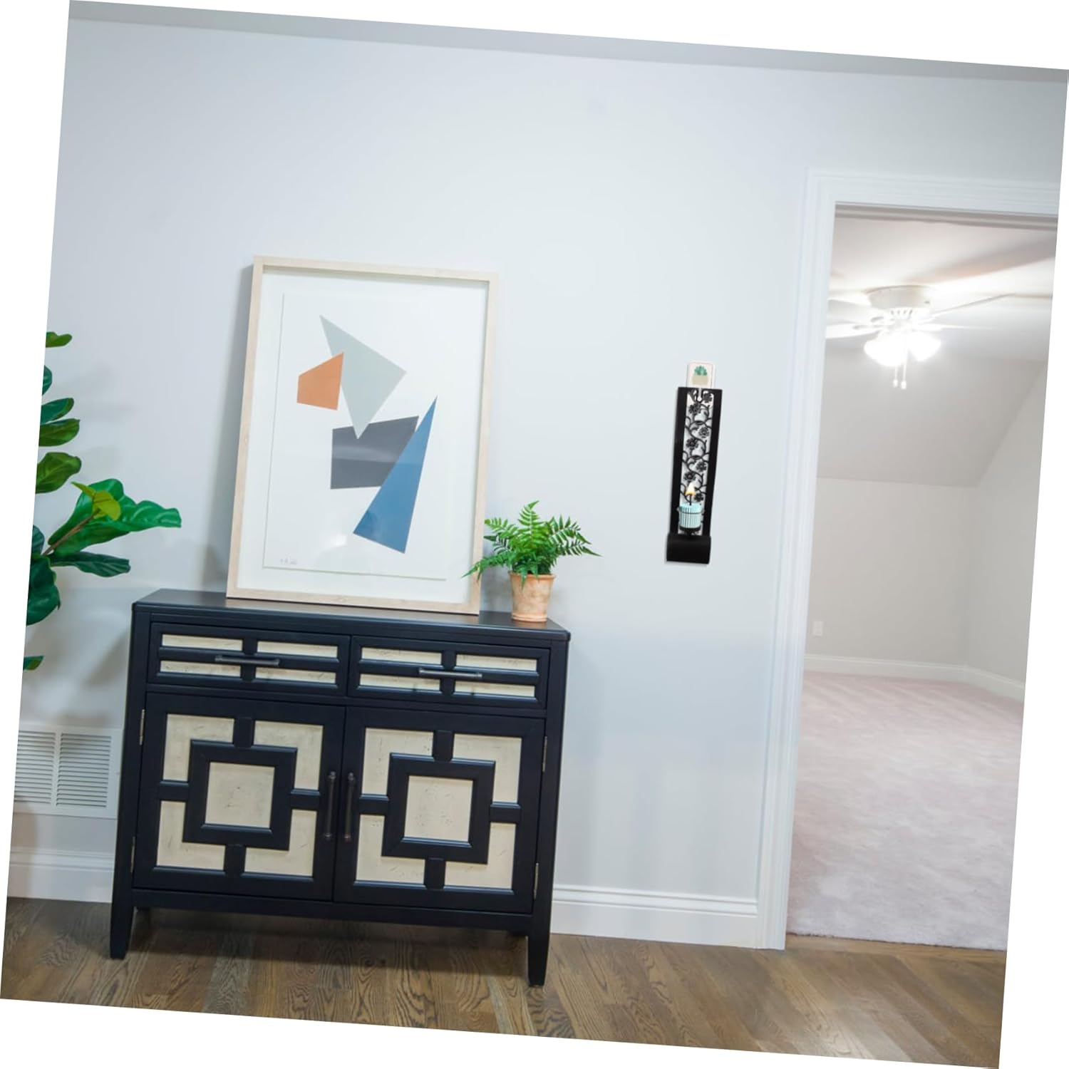 Cabilock Hollow Pattern Wall Candle Holder Vintage Style Iron Material Home Decor for Living Bathroom