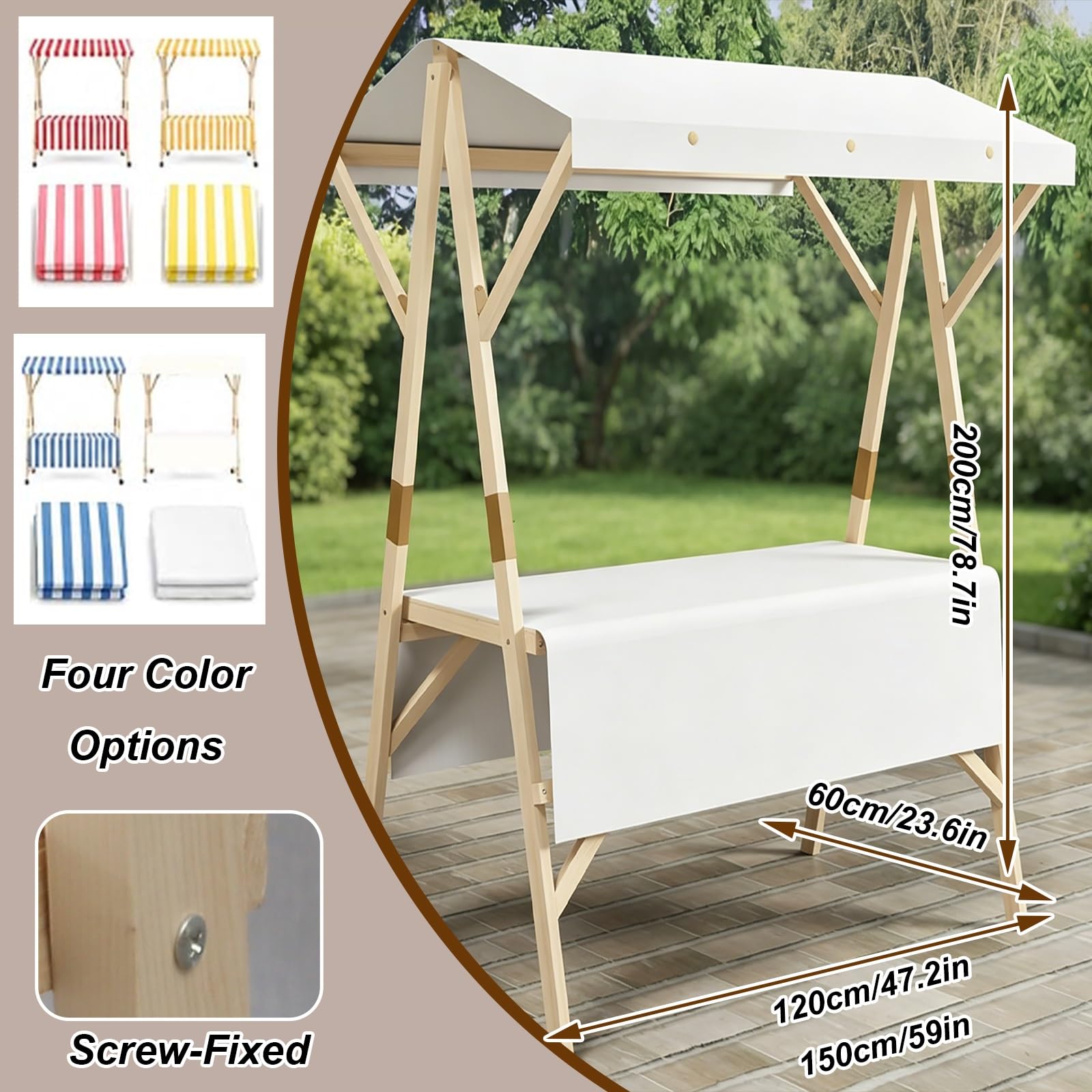 Carro De Ventas para Exteriores con Toldo, Carrito De Comida Portátil, Puesto De Exhibición Plegable, Estantería De Madera, para Mercados, Ferias Y Eventos(Red,150cm/59in)