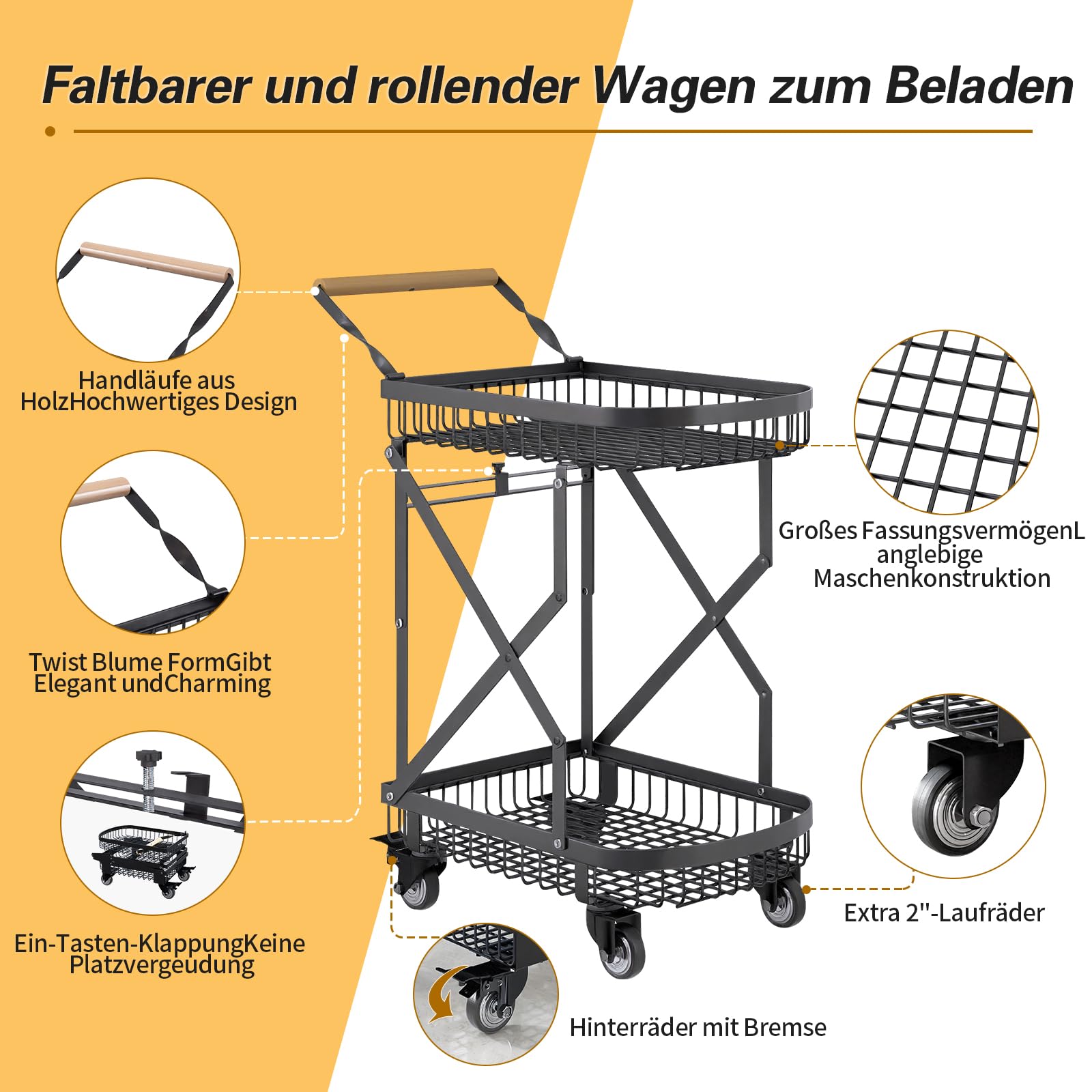 Einkaufstrolley Klappbar, Einkaufstrolley Große Mi Produktbild-Vorschau 2