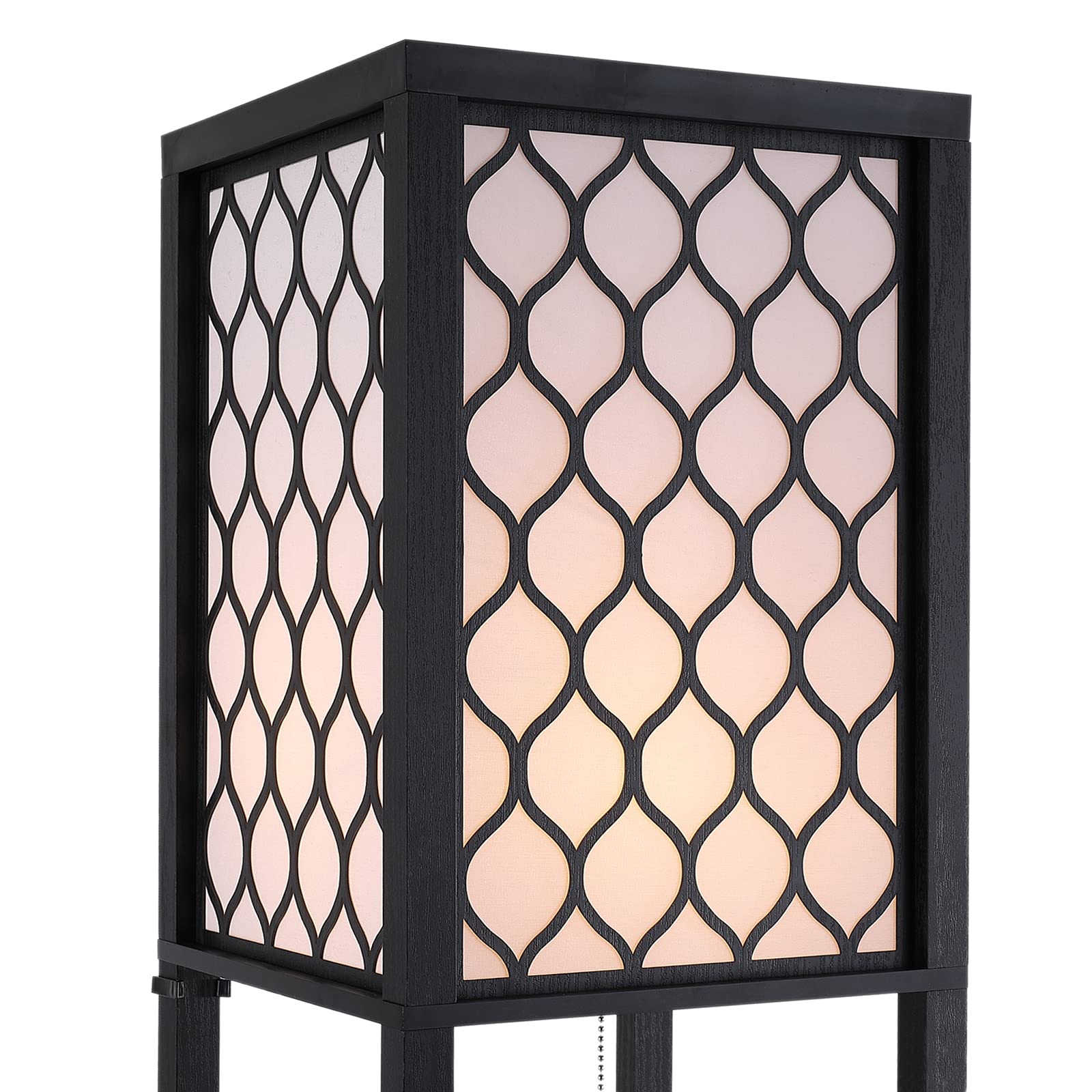HOMCOM Lampadaire Étagère Lampe Étagère 26L x 26l x 160H cm MDF Noir