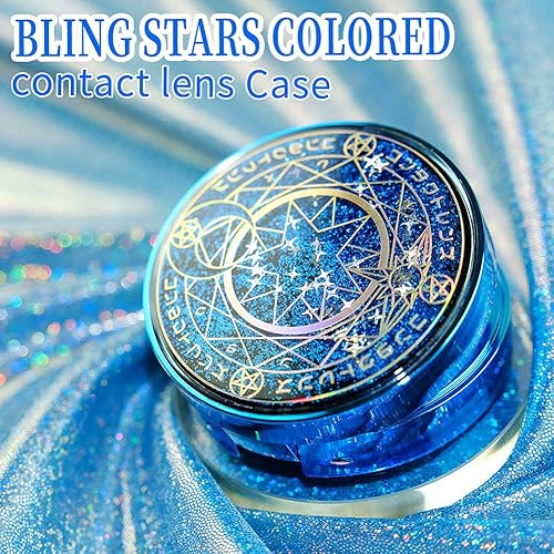 Miniatura 2 de ofone Funda para lentes de contacto, Bling Stars - Fundas de viaje con herramienta de extracción, pinzas y espejo, kit de almacenamiento para lentes