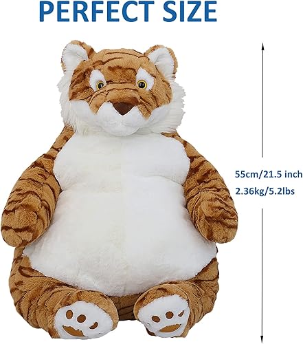 Miniatura 3 de Animales de peluche con peso de tigre, 21.5 pulgadas, 5.2 libras, peluche de tigre con peso grande, almohada de juguete de animales de peluche,