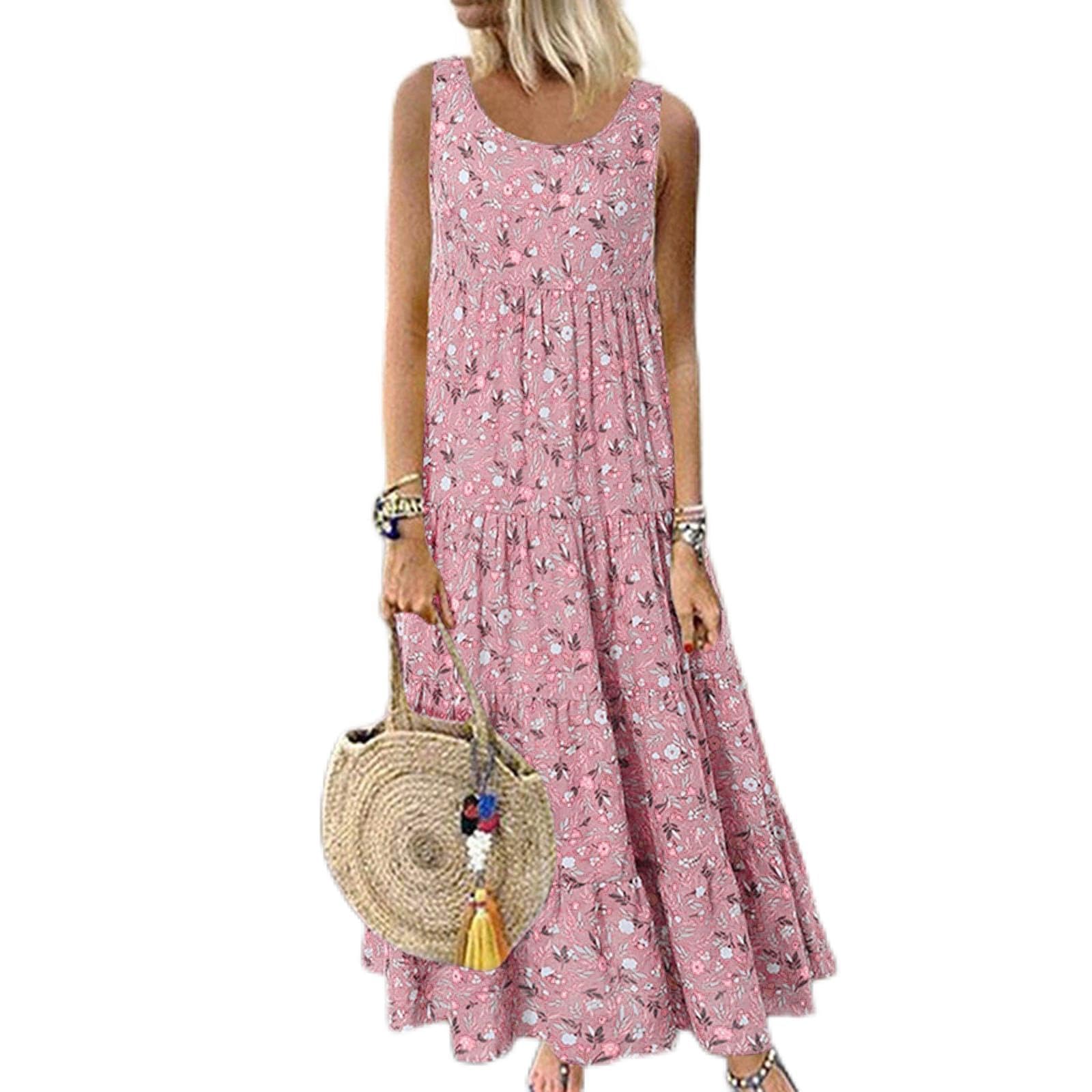 Cotton Shirred Dress Linen Dresses Summer Beachwear Curvy Coverups Loose Outfit Smocked Clothes Going Out Wear Hawaiian Cover Up Empire Line Clothing Flattering Co Ord Pink M
