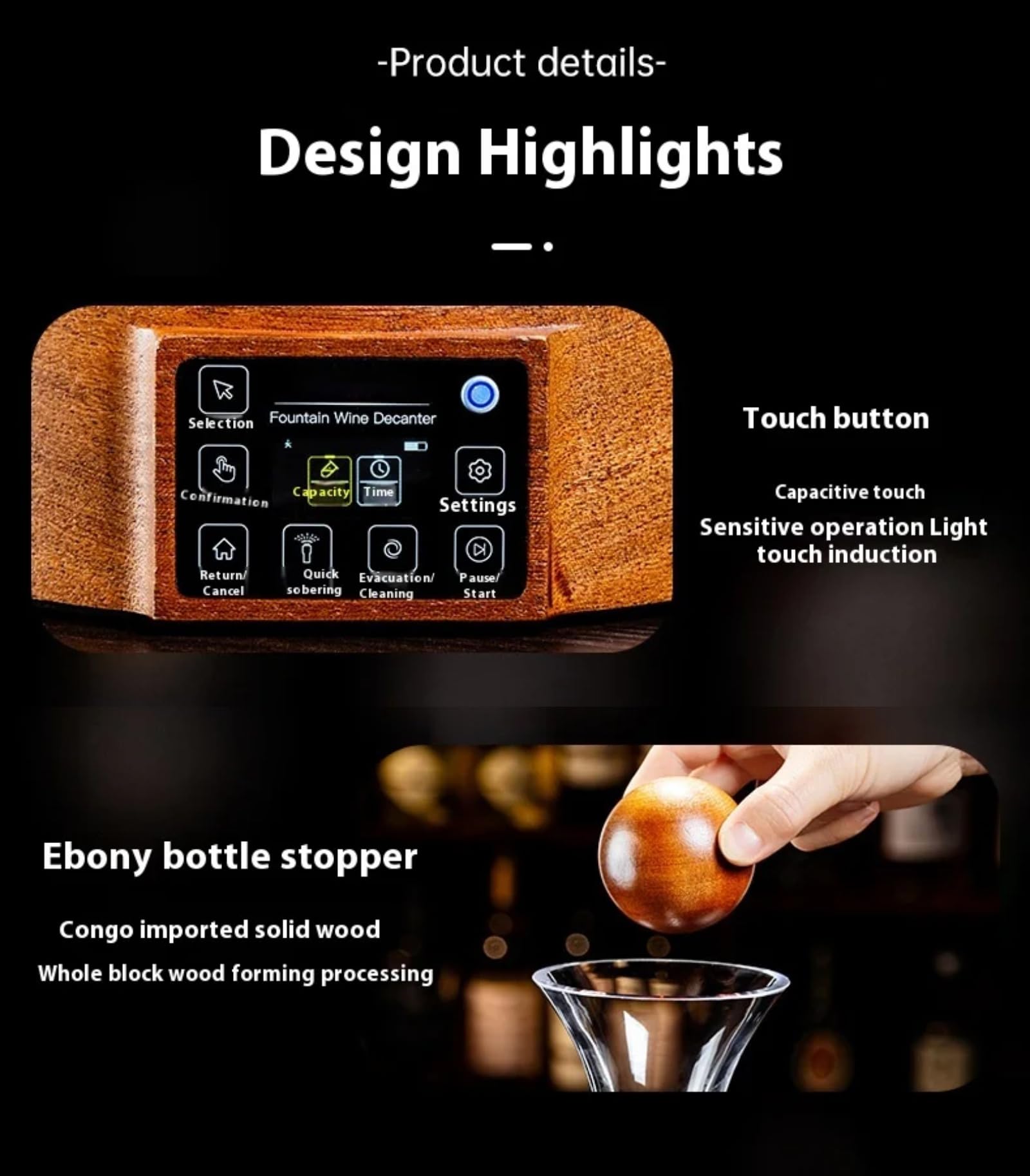Decantador De Vino De Cristal Inteligente, Decantador De Vidrio De Gran Capacidad De 2000 Ml, Carga Rápida De 1800 mAh, Ideal para Bebidas Elegantes Que Sirven Vino Tinto