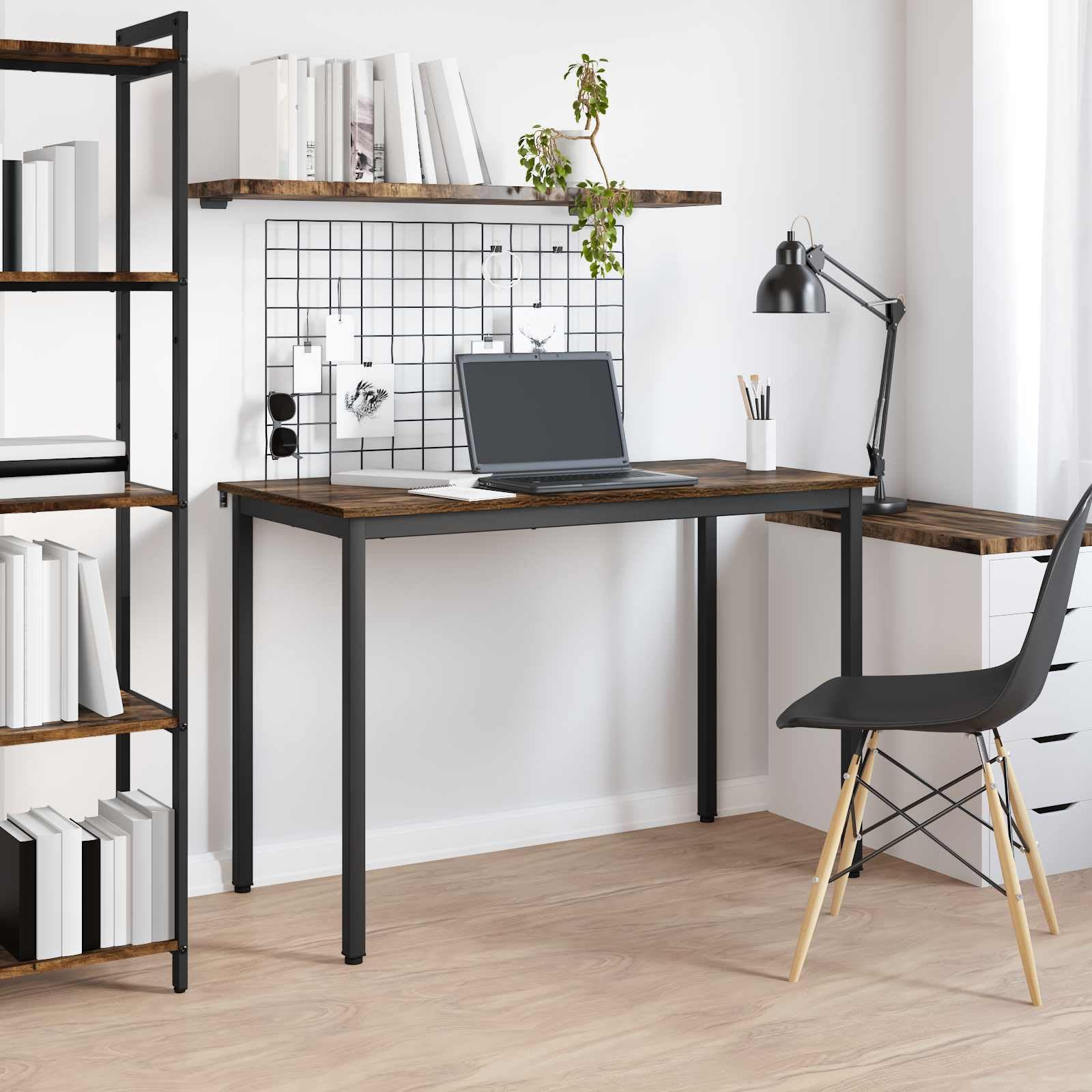 Table à manger 110 x 55 x 75 cm, cadre en métal noir, angle droit, table à manger stable pour cuisine, salle à manger, salon, design minimaliste, nettoyage facile
