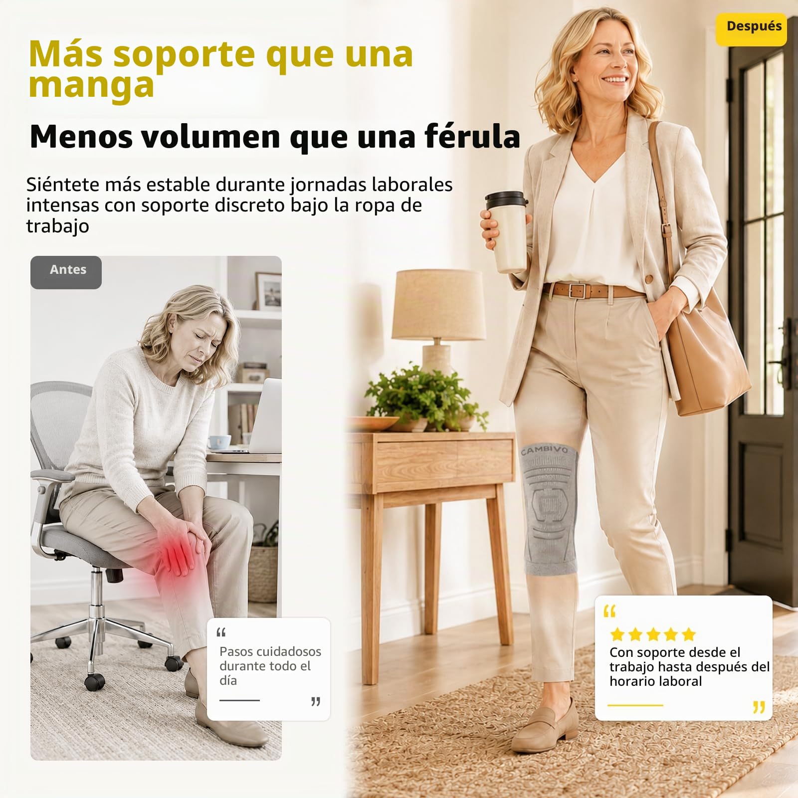Rodilleras de Compresión Ligera con Estabilizadores Laterales Flexibles | Rodilleras Menisco y Ligamento de Punto 3D, Rodilleras Rotuliana Transpirable para Gym, Running, Senderismo
