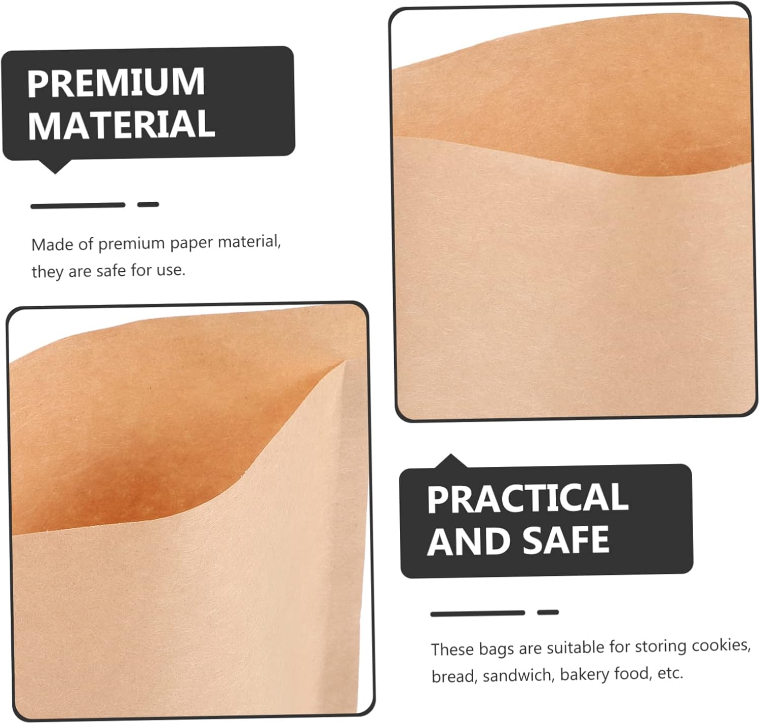 Ipetboom 500pcs Disposables Kraft Paper Bread Bags Donut Wrapping Small Packaging Bags Oil-resistant