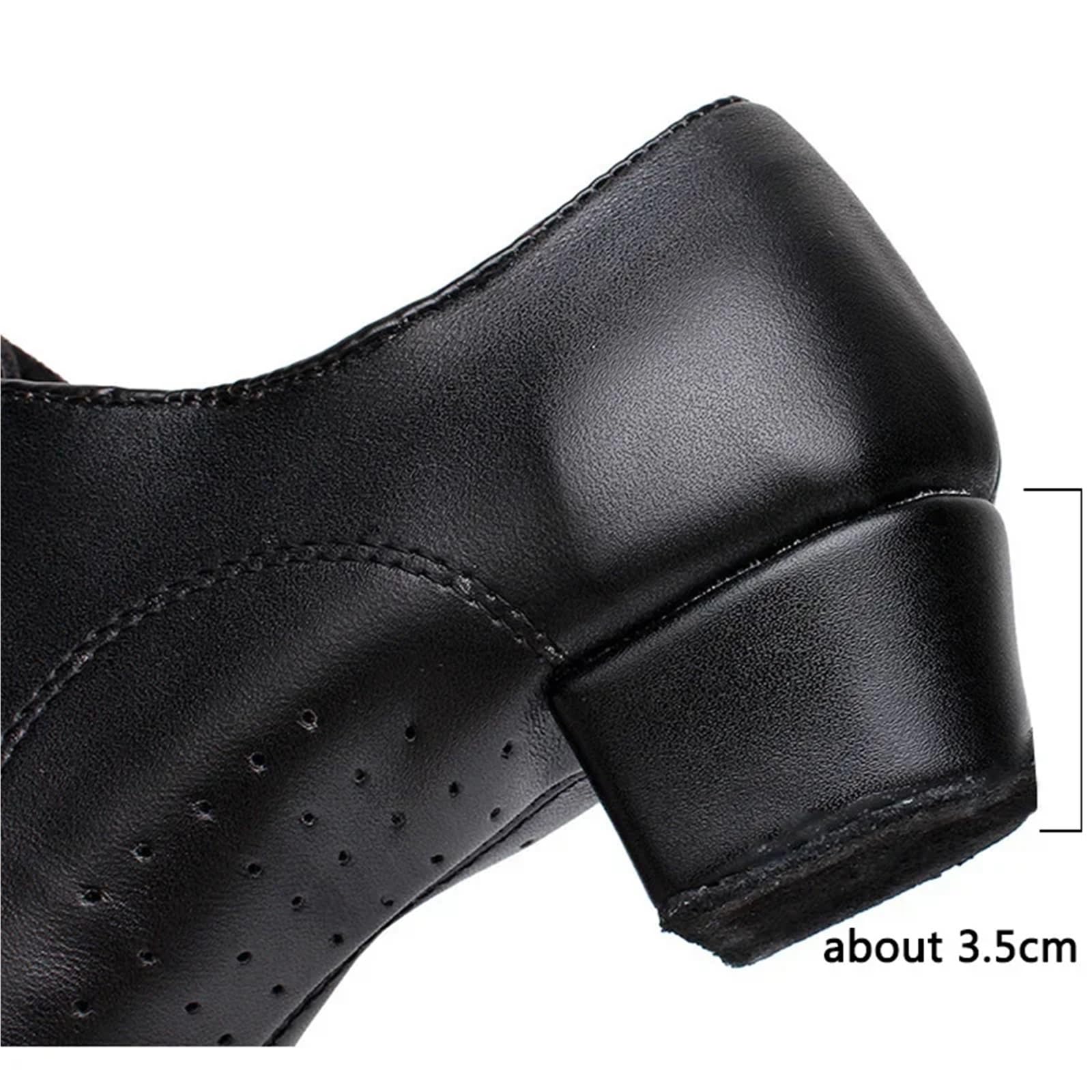 Scarpe Ballo Latino Uomo in Pelle 3.5cm Black Matte 38