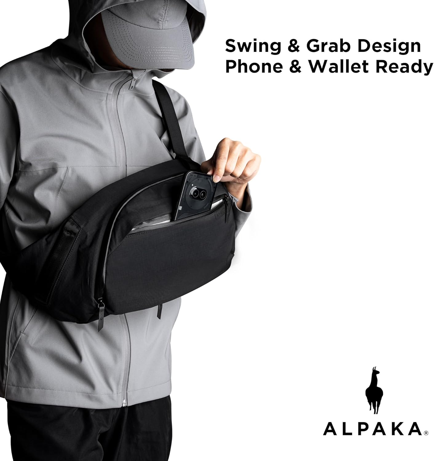 ALPAKA Metro Crossbody Left Shoulder 7.5L - Crossbody Bag Men,Sling Backpack - Fits 11" Tablet - Single Shoulder with YKK Zipper - Expandable Water Bottle Pocket - Phone Sleeve- Black Axoflux 210D - Image 5