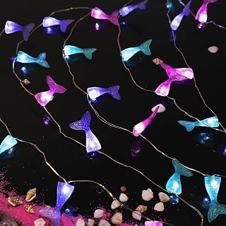Mermaid Tail String Lights with Remote & Cycling Timer 30 LED 10ft, USB/Battery Operated Ocean Lights for Holidays Kitchen Bedroom Wedding Home Christmas Party Summer Decor