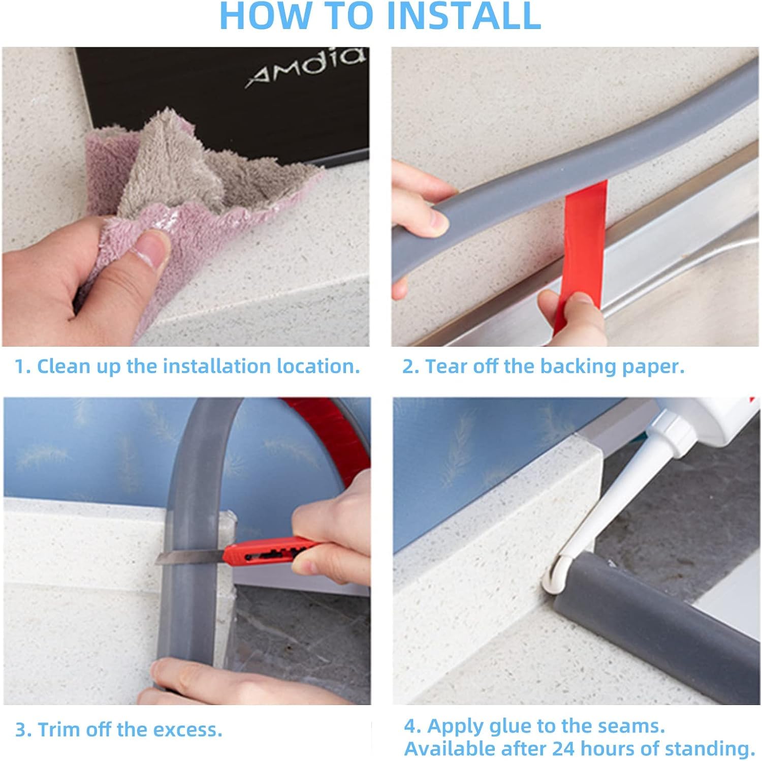 Tira de retención de agua flexible e impermeable de silicona para umbral de ducha, junta de suelo de baño de silicona para inodoro, bañera