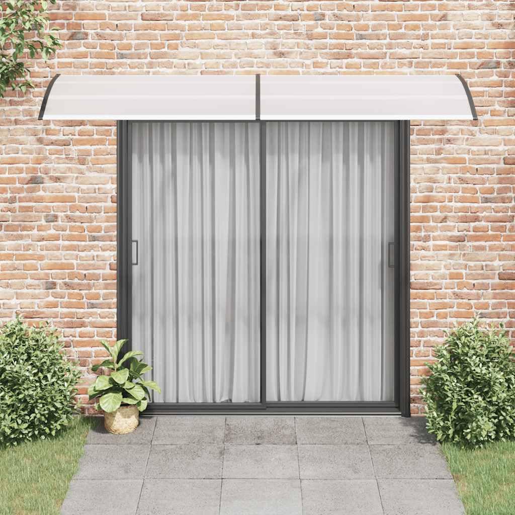 Daszek drzwiowy 300 x 75 cm, zadaszenie wejścia do domu, z poliwęglanu, czarne i przezroczyste, wytrzymałe uchwyty ABS i aluminiowe drążki, chroni drzwi wejściowe przed opadami, w zestawie