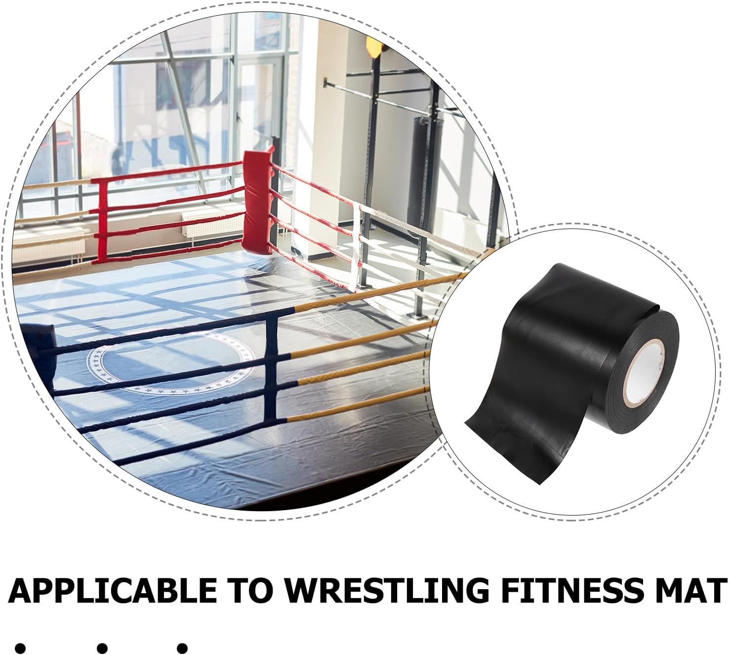 1 Roll Martial Arts Mat Tape - 65.6Ftx2.95" Non Slip Wrapping Tape for Training Center Puzzle Mats Seam Repair - Gymnastics Supplies Black