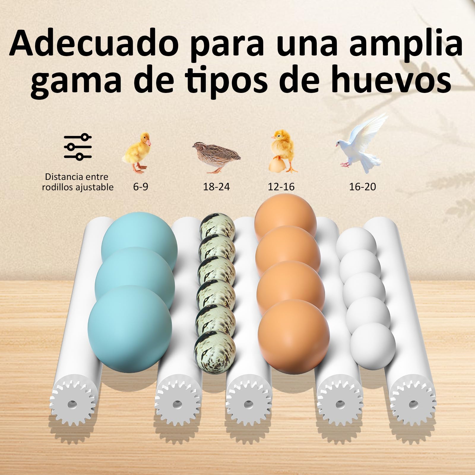 Incubadora Huevos Gallina con Control de Temperatura y Rotación Automática para 16 Huevos, Incubadora de Huevos Automática con Rodillos Ajustables y Adición Automática de Agua