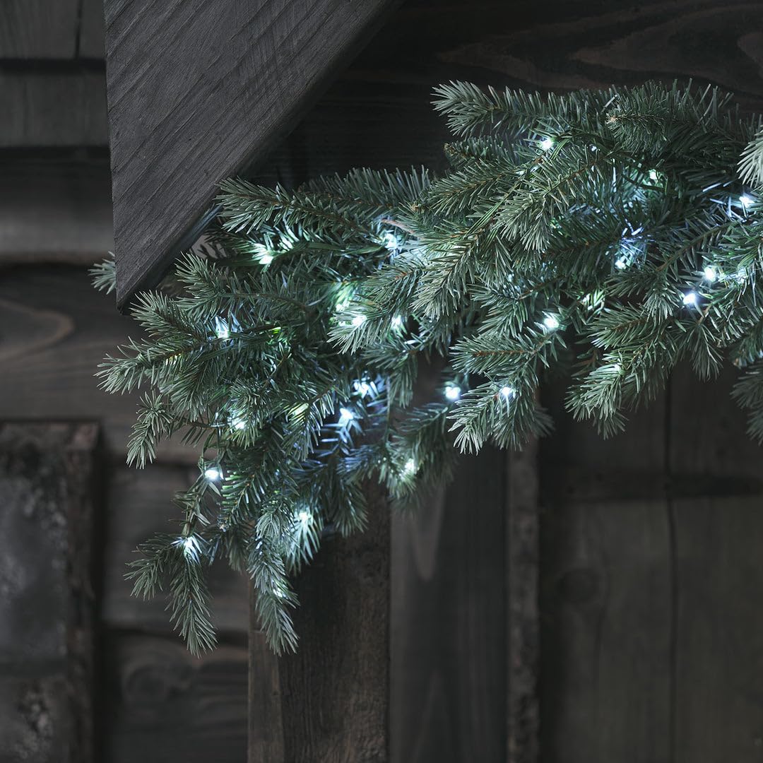 Lights4fun 150cm Dual LED Weihnachtsgirlande beleuchtet Girlande künstlich Außen Deko Weihnachten mit Timer