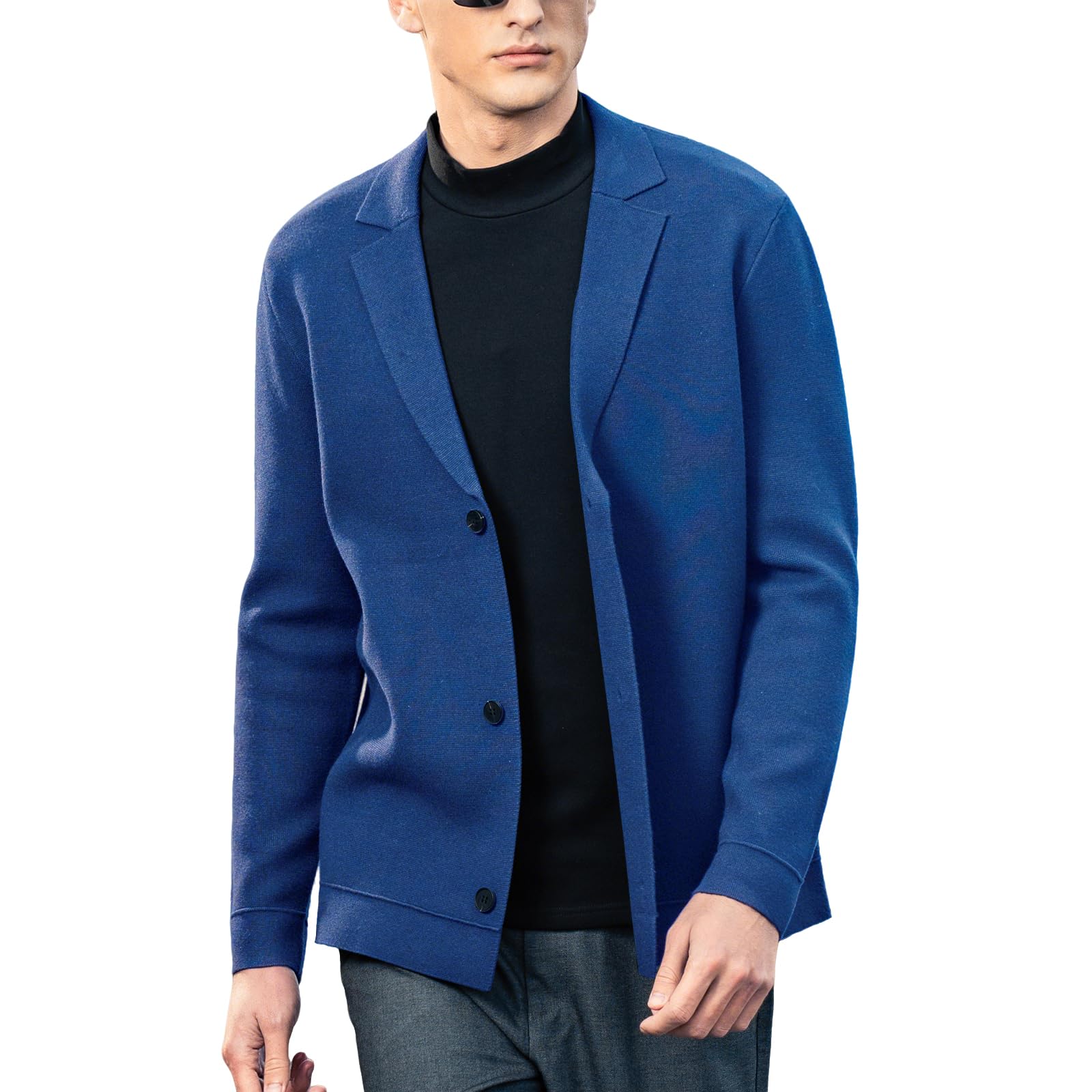 Men's Cardigan Sweater Button Front V-Neck Long Sleeve Knit Sweaters