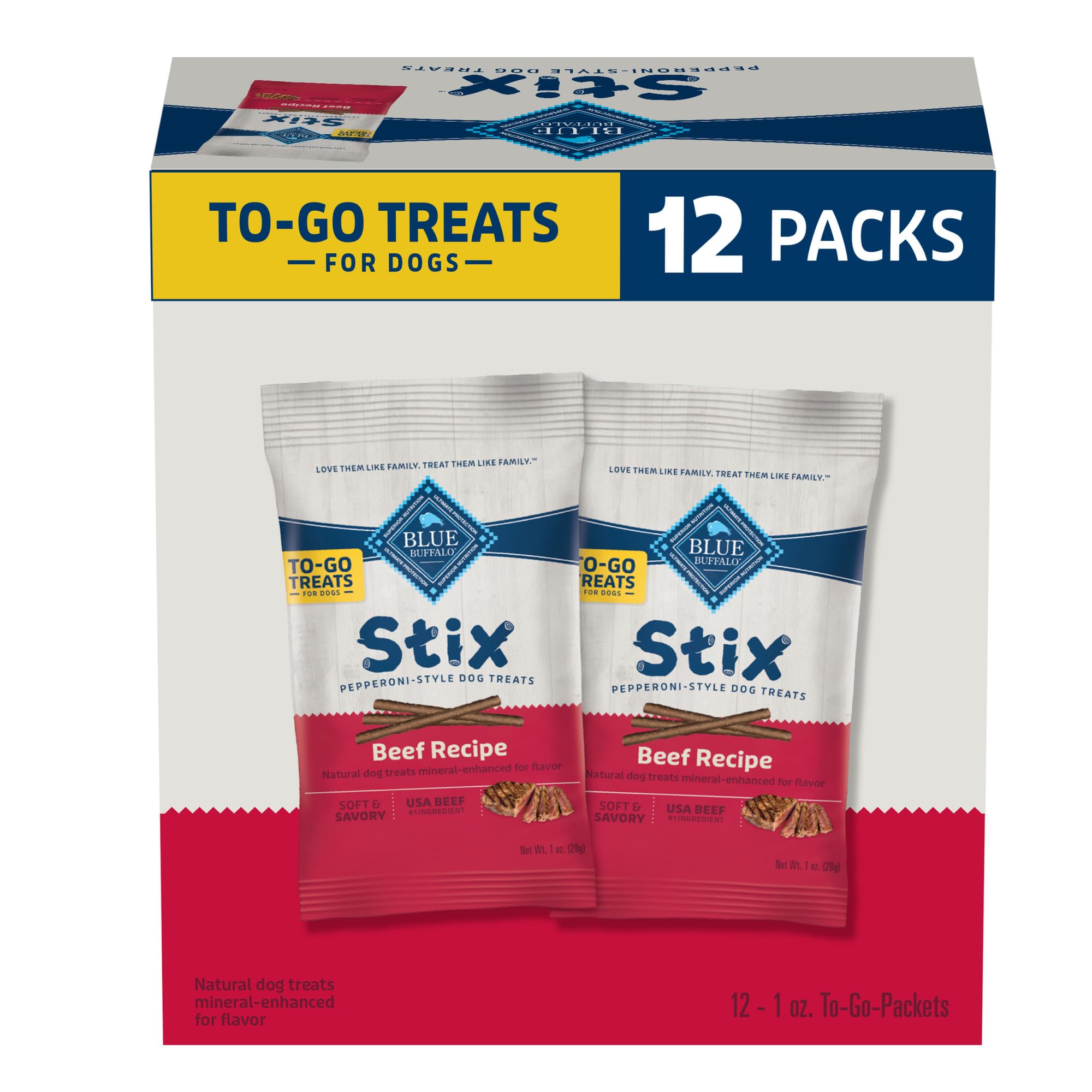 Blue Buffalo Stix Beef Pepperoni-Style Dog Treats, 1 oz, 12 ct