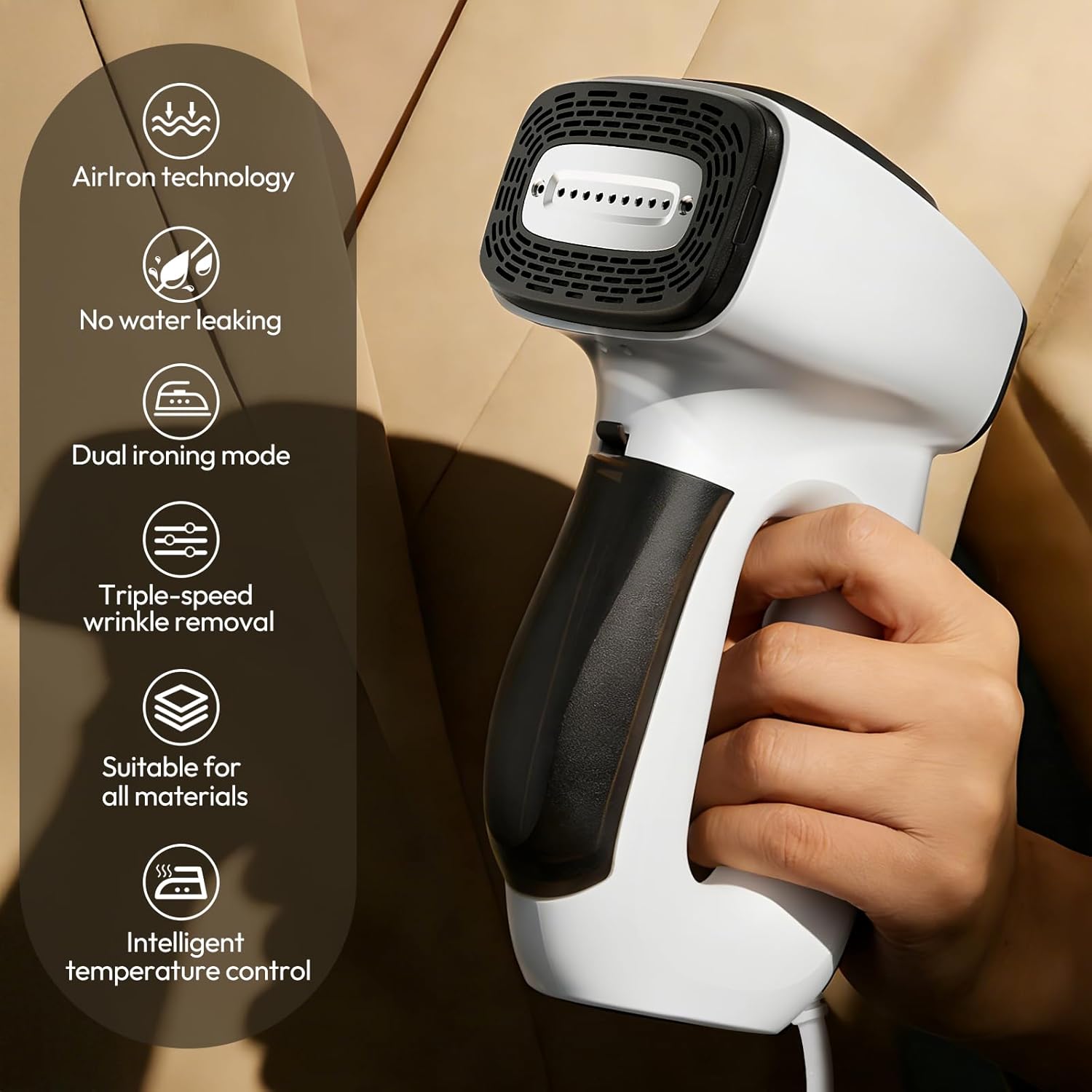 3500Pa Vacuum Steamer for Clothes - 2 in 1 Portable Suction Handheld Vacuum Iron,30s Rapid Preheating,Auto-off,Light Steamer for Travel/Home