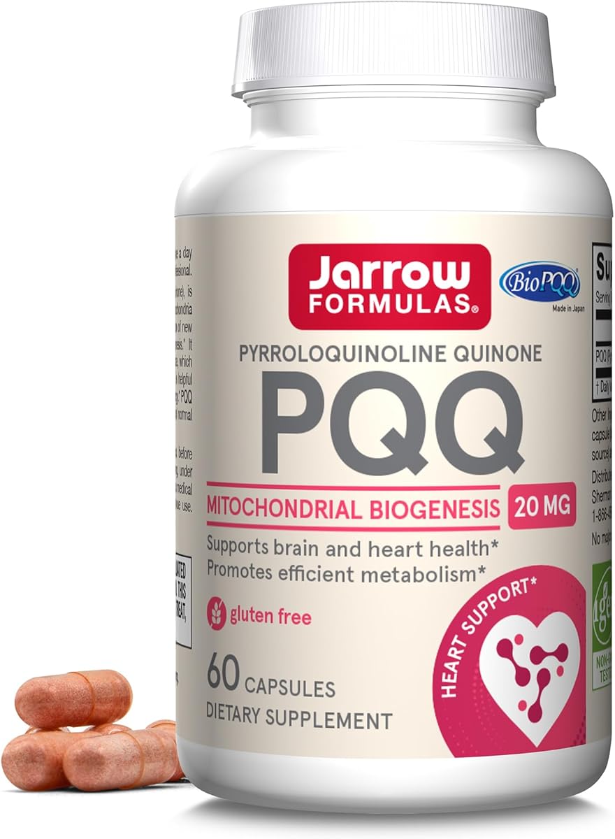 Jarrow Formulas® PQQ 20 mg, Dietary Supplement, Heart, Brain, and Metabolism Support, 60 Veggie Capsules, 60 Day Supply
