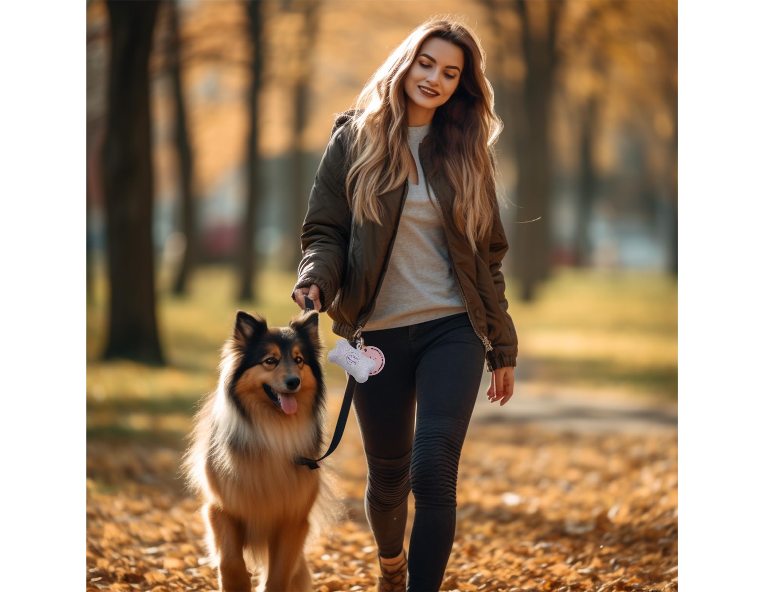 Kit completo de residuos para perros conscientes de la tierra: dispensador de bolsas de basura de paja de trigo con un rollo de bolsa de basura de almidón de maíz de 15 bolsas, mosquetón,
