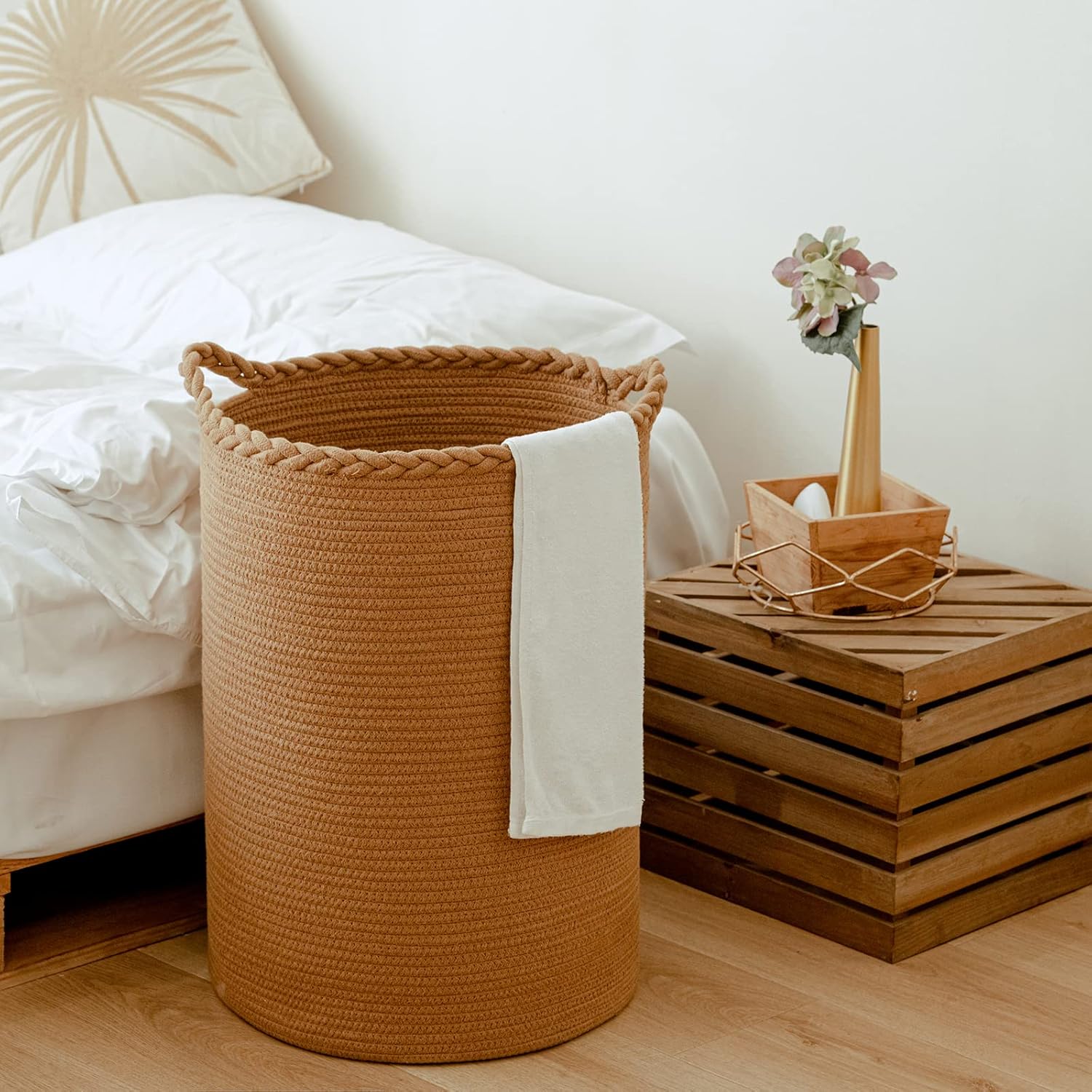 Homlikelan 72L Cotton Woven Laundry Hamper,Large Wicker