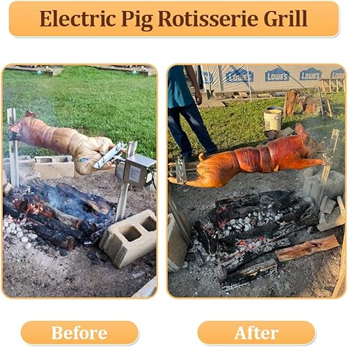 Miniatura 3 de Kit de asador de parrilla para barbacoa de hasta 220 libras, asador de asador de cerdo, resistente, para asador de cerdo, cordero, al aire libre,