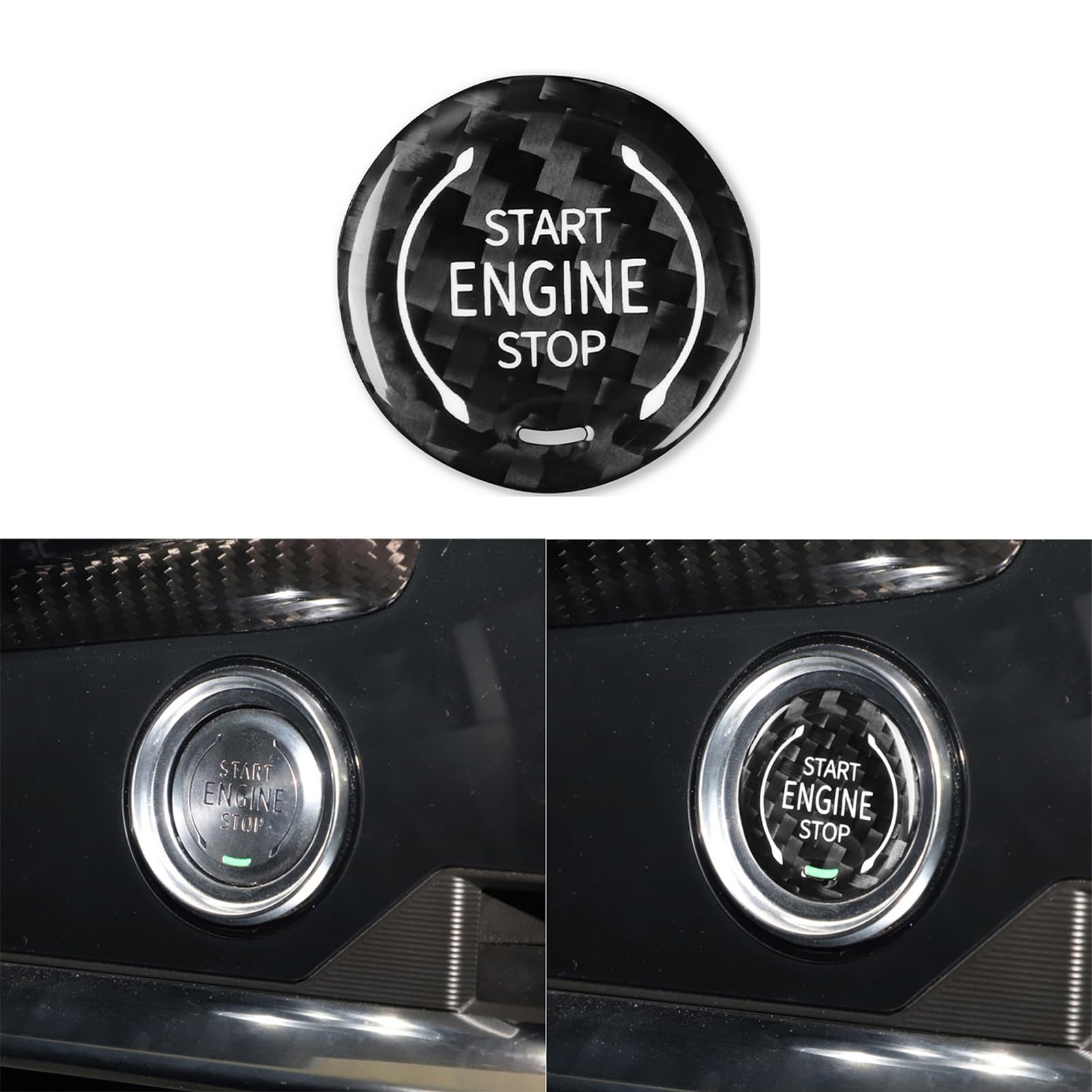 PJFUS Real Hard Pure Carbon Fiber Car Engine Start Button Cover Push Start Stop Button Cover Decoration Trim Compatible with Cadillac CT5/CT5-V/CT5-V Blackwing 2019 2020 2021 2022 2023 2024-Black