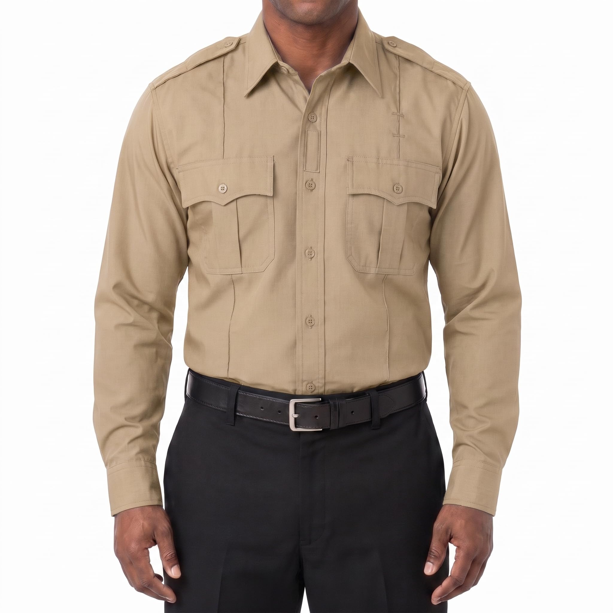 First Class 100% Polyester Short &amp; Long Sleeve Zippered Uniform Shirt 4 Pocket Hidden, Law Enforcement BDU Zipper Closure.