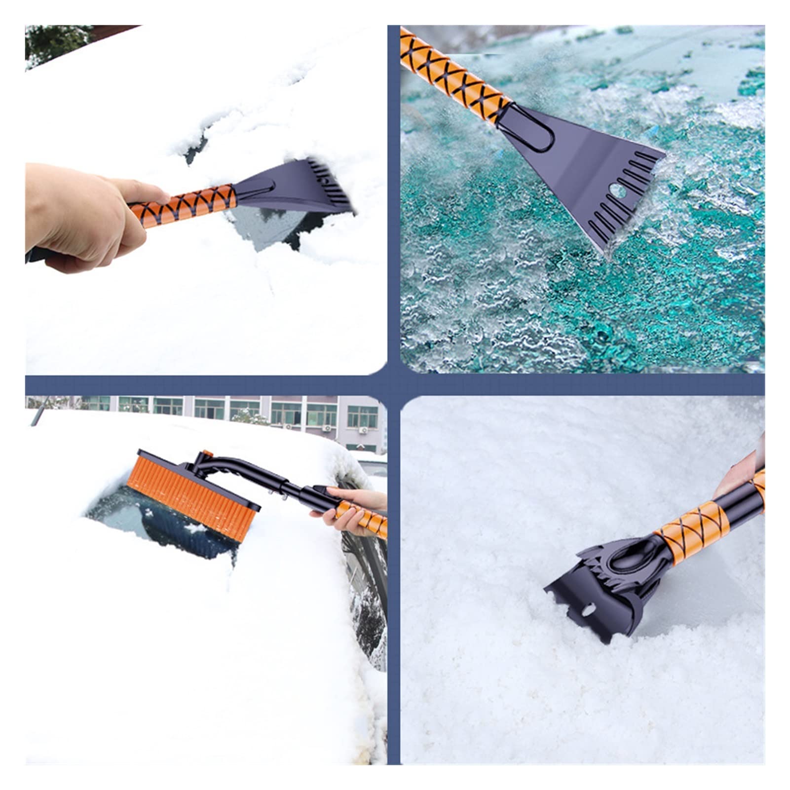 Blocs de Neige Grattoir à Glace Multifonction pour Voiture Brosse à grattoir Pelle à Neige Hiver Auto Nettoyage Rapide Mousse de Verre Poignée Amovible Déneigeur (Couleur : Version Mise à Jour)