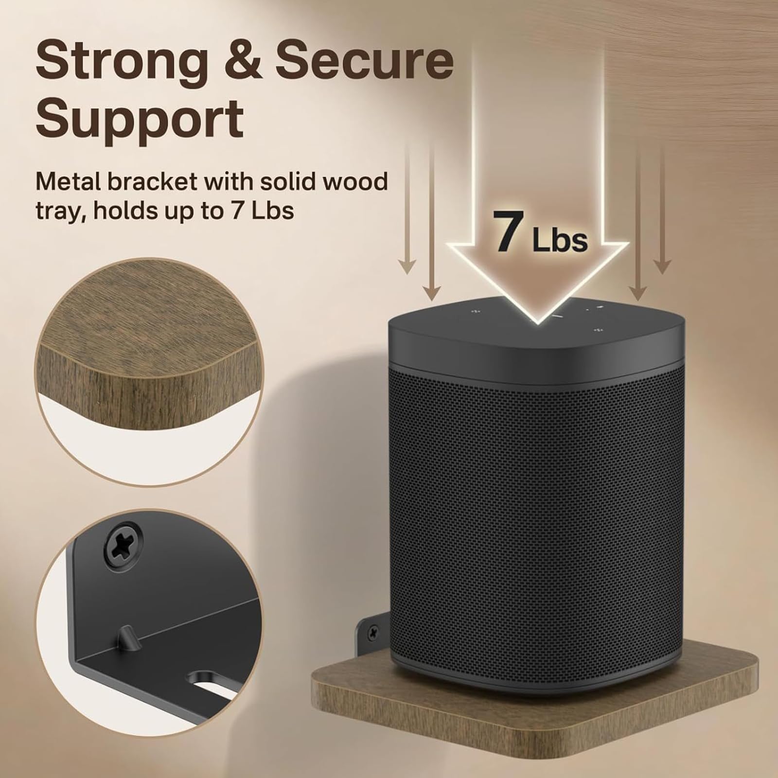 Supporto salvaspazio per soundbar in legno robusto per sistemi avanzati di supporto da parete per docenti