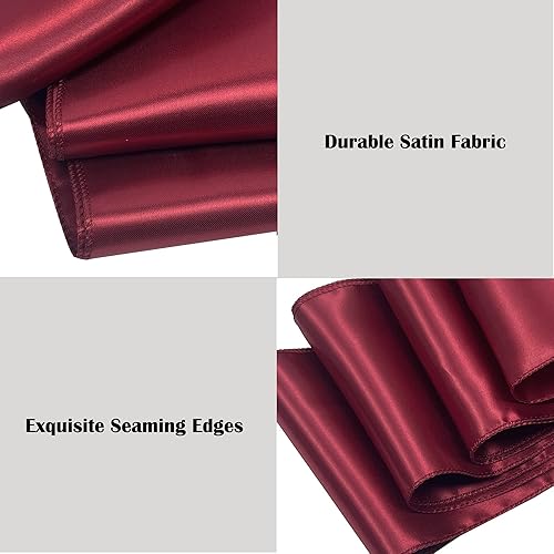 Miniatura 3 de Maiangel Bandas de satén para silla, 50 lazos para silla, bandas traseras para bodas, fiestas, eventos, banquetes, decoración de sillas (borgoña)